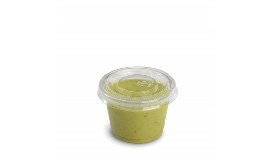 Pot à Sauce 30 CC avec couvercles inclus pour livraison de vinaigrette  Contenance 30 CC - 1 OZ Couleur Extérieure Transparent Matière Polystyrène  alimentaire (PS) Colisage 500